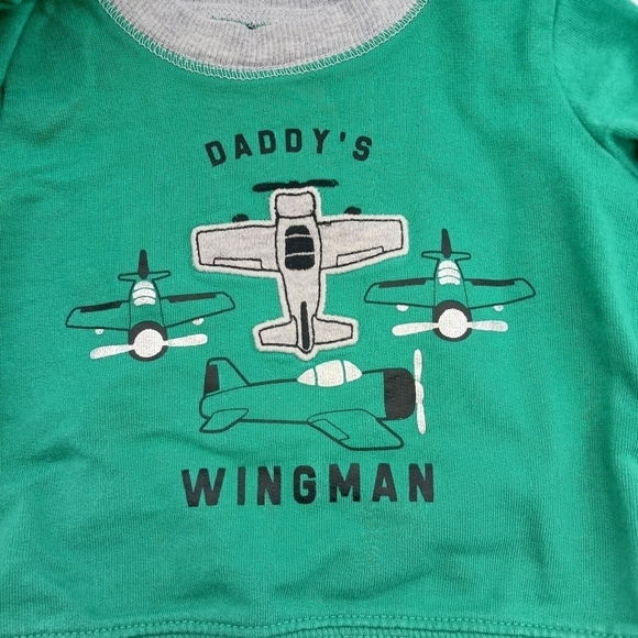 CARTER'S Daddys Wingman Baby Boy Sweatshirt Size 6 Months Green Casual - Picture 2 of 6